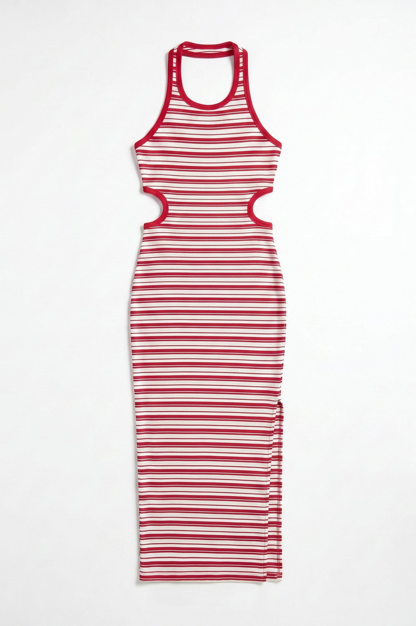 Striped Cutout Midi dress (Red)