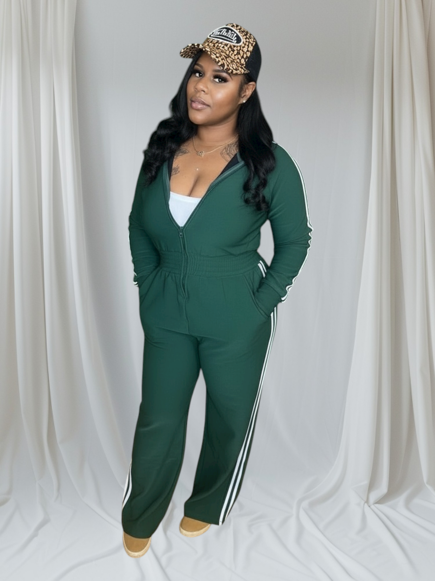 “Laid Back Baddie” jumpsuit (green)