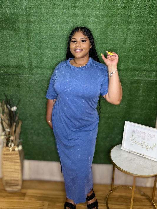 “Easy Days” Long Dress (Blue) restock