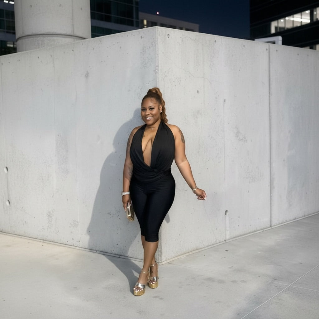 Blackout Sexy Capri jumpsuit