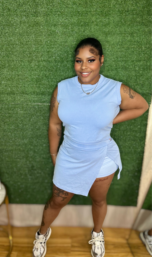 “Sky Wrap Skort Set”