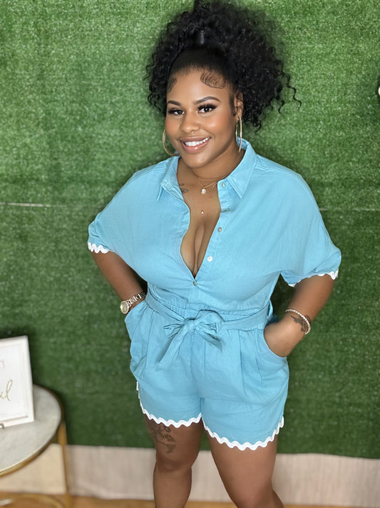 The “Soft Girl” Romper (Aqua)