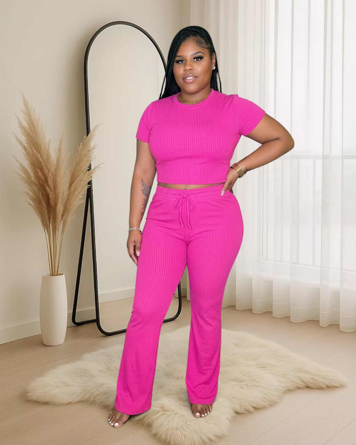 Hot Pink Soft Ribbed Set