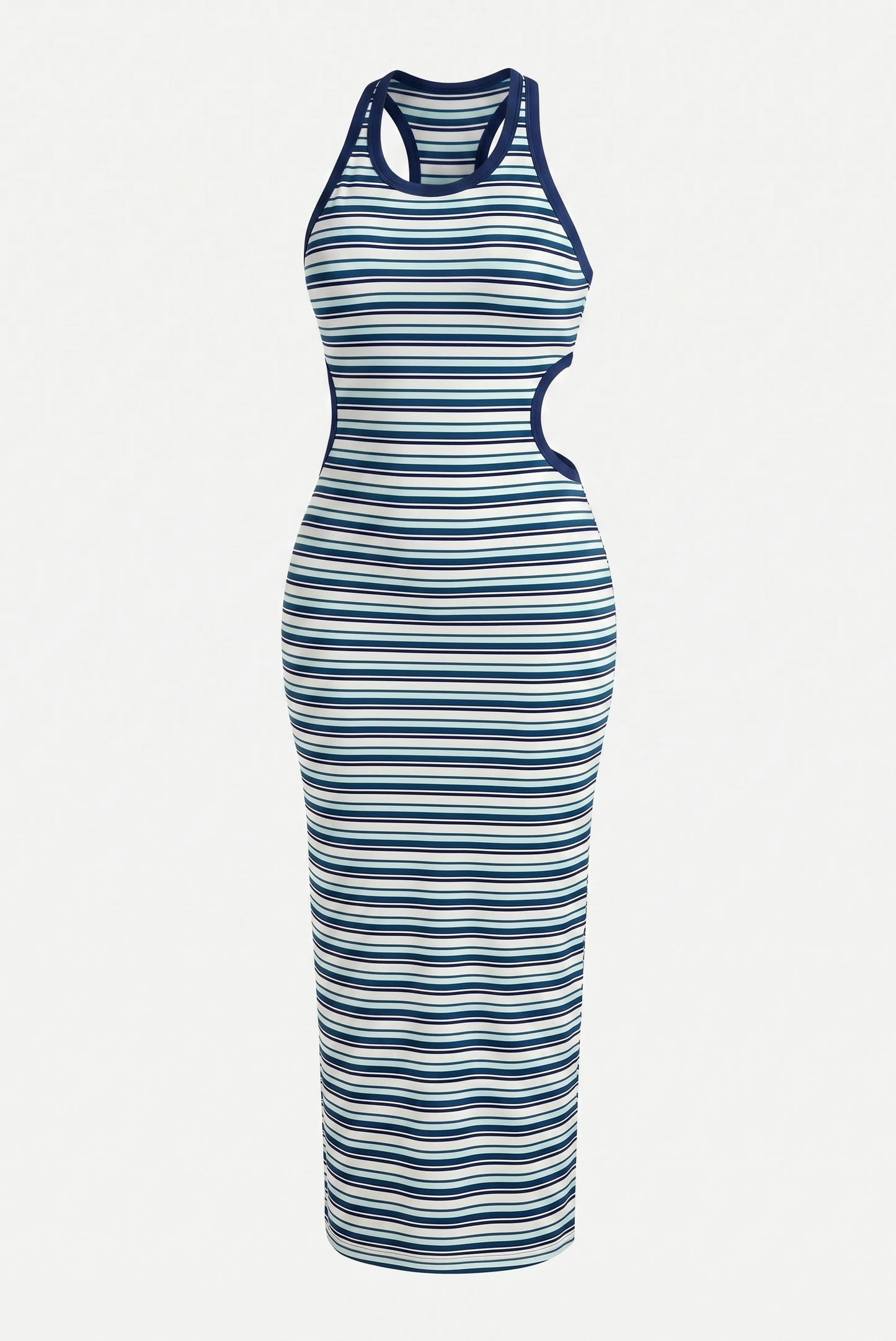 Striped Cutout Midi (Blue) dress
